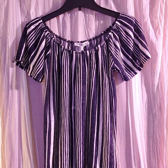 WORKSHOP REPUBLIC Clothing On or Off the Shoulder Navy & White Stripe Top NWT - Picture 9 of 11